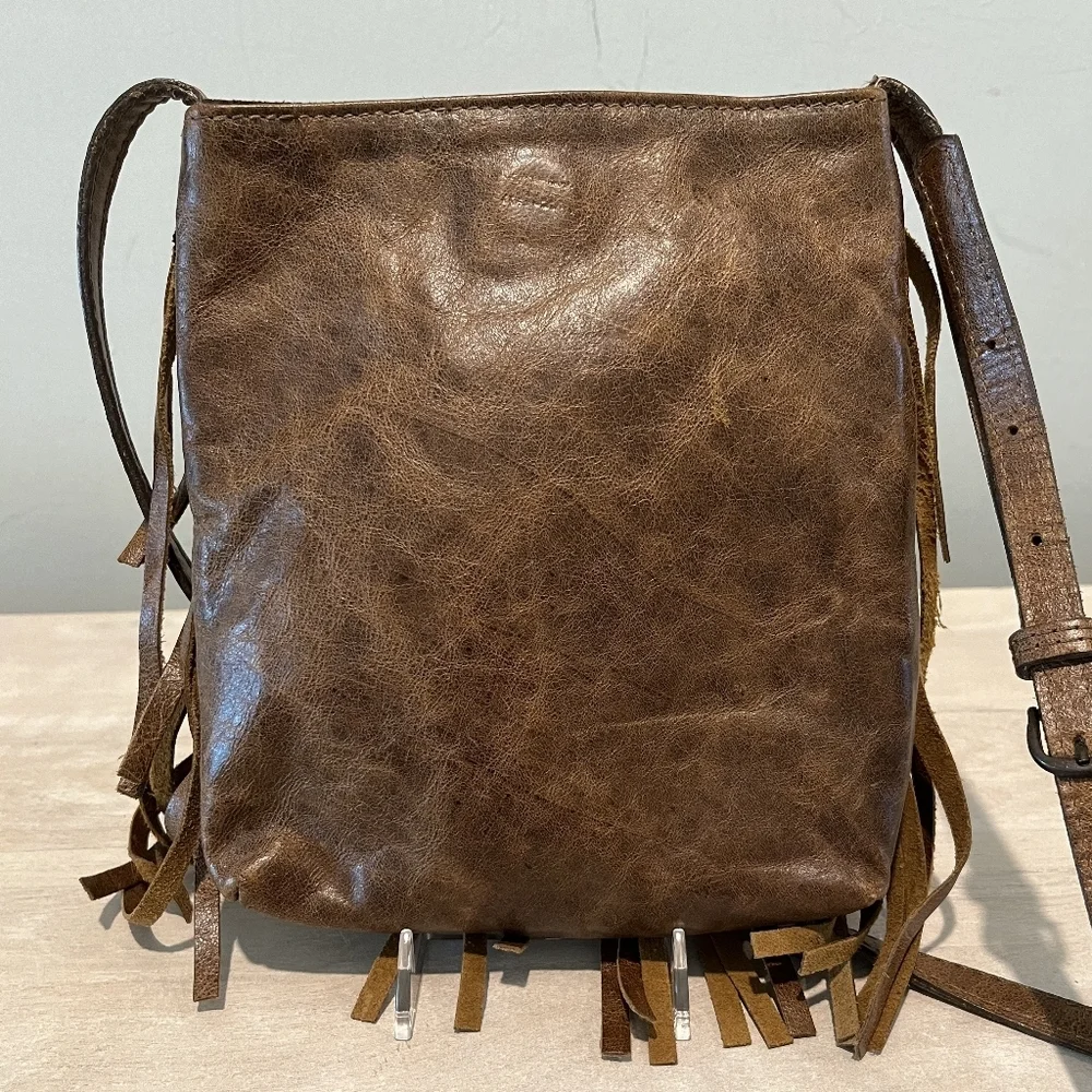 Streets Ahead Beaded & Fringed Italian Leather Boho Crossbody Made in US…